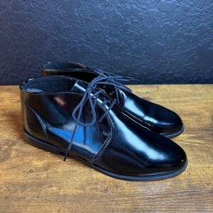 White Mountain Patent Leather Black Chukka Ankle Boots Womens 6.5 M‎ Made in USA